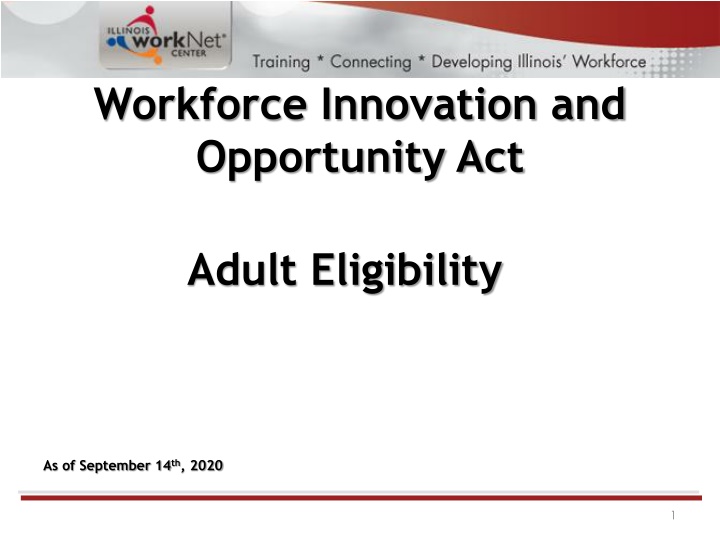 Adult Eligibility Guidelines under the Workforce Innovation and Opportunity Act (WIOA)