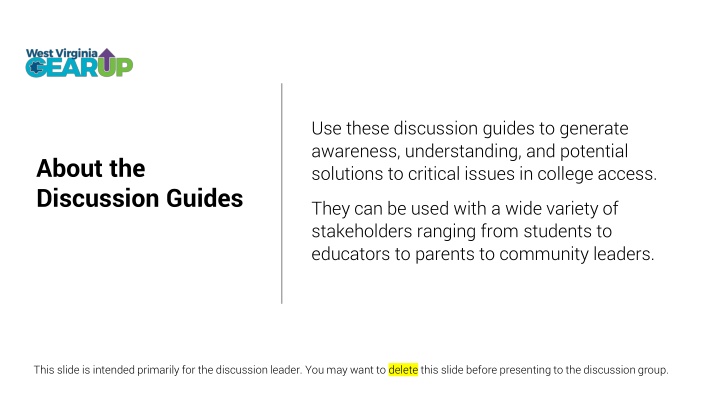 College Access Discussion Guides for Critical Issues