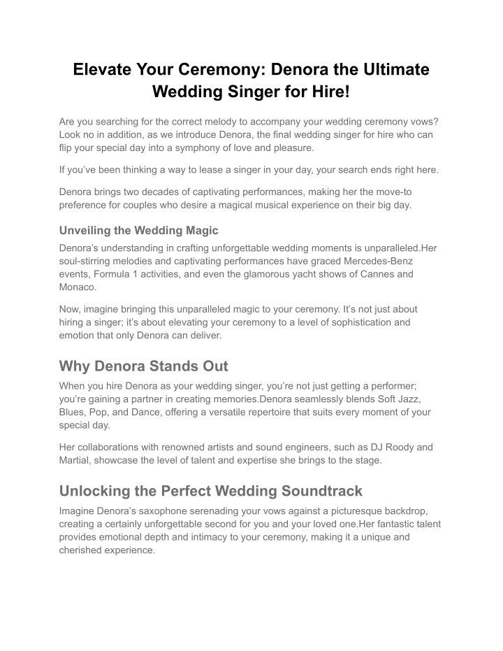 elevate your ceremony denora the ultimate wedding n.w