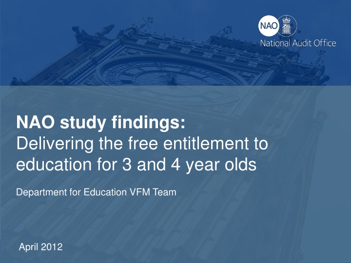 National Audit Office Report on Free Education Entitlement for 3 and 4 Year Olds