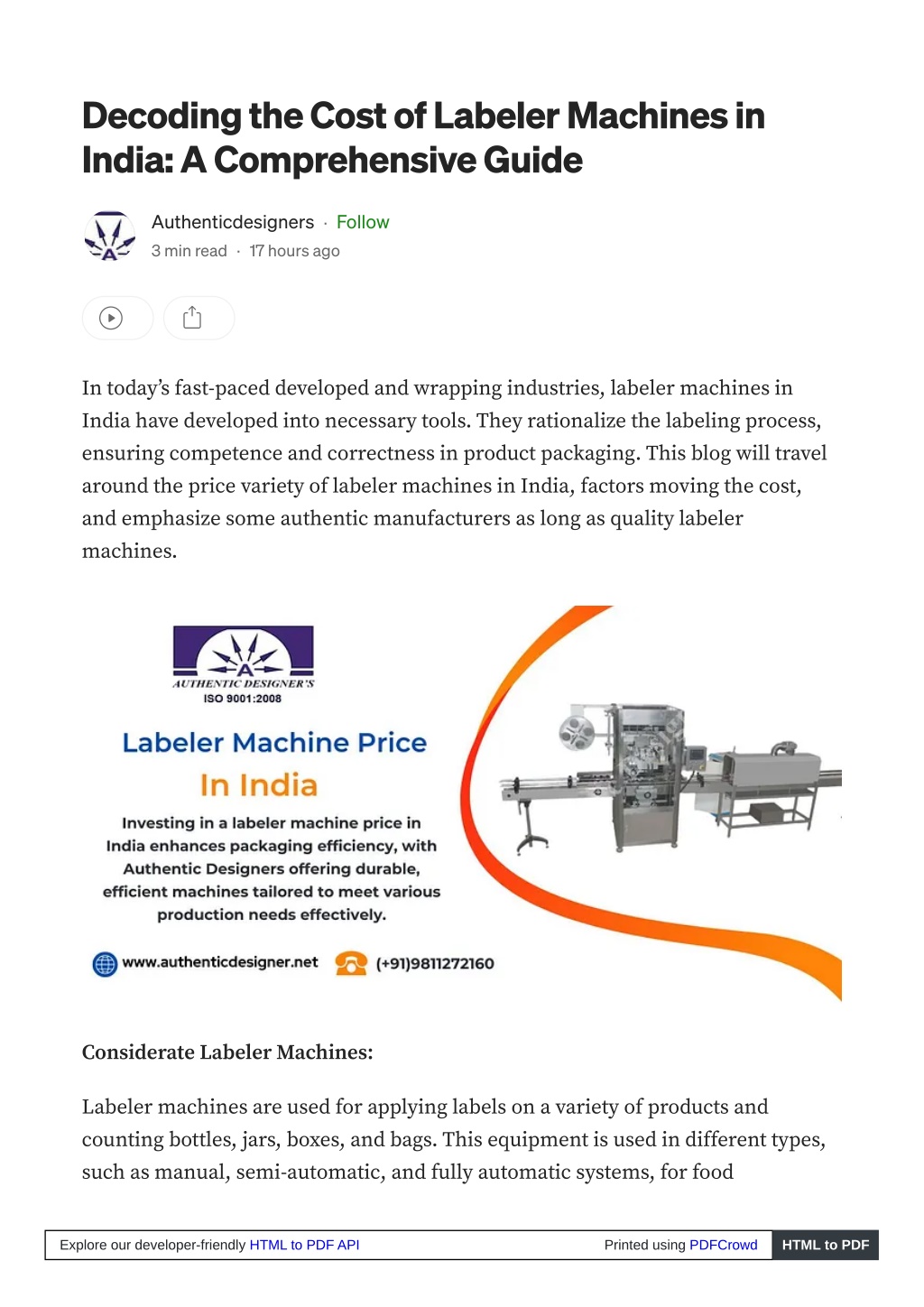 decoding the cost of labeler machines in india l.w