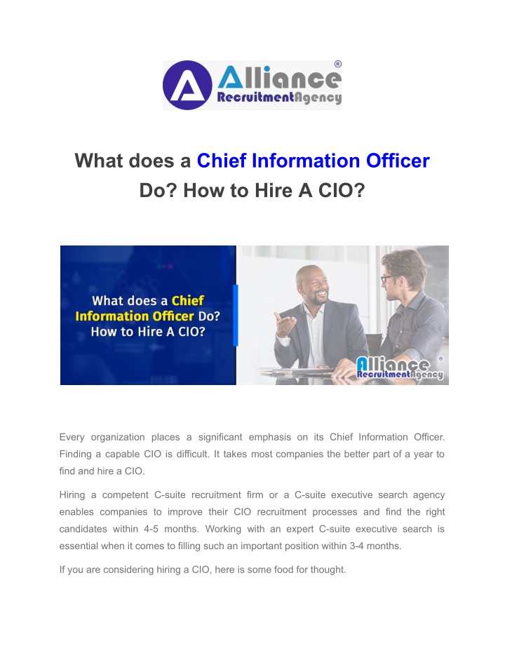 what does a chief information officer n.w