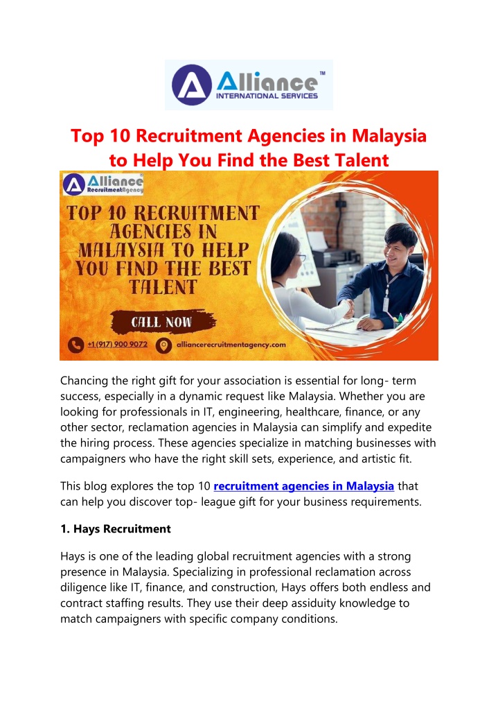 top 10 recruitment agencies in malaysia to help n.w