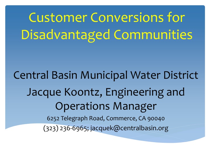 Enhancing Water Accessibility for Disadvantaged Communities through Recycled Water Conversions