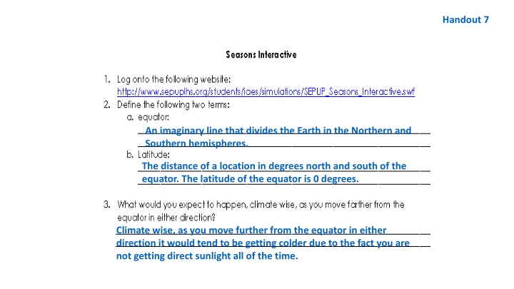 Earth's Hemispheres and Seasons
