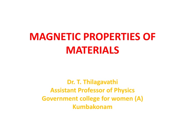 Magnetic Properties of Materials in Physics