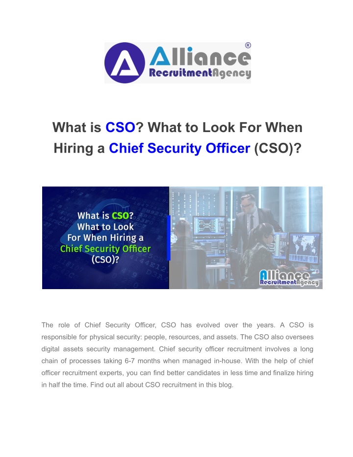 what is cso what to look for when hiring a chief n.w