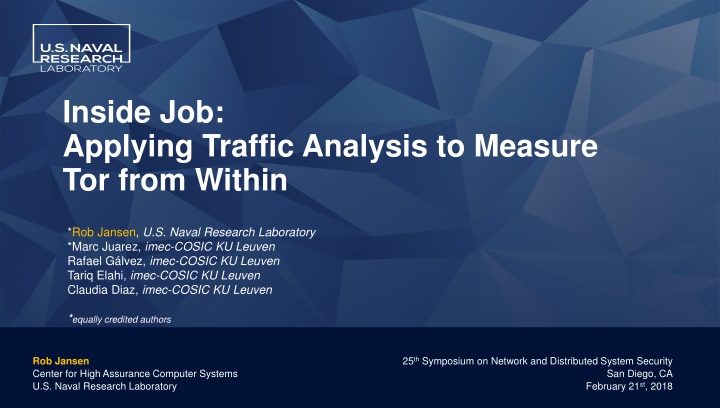 Traffic Analysis for Measuring Tor from Within