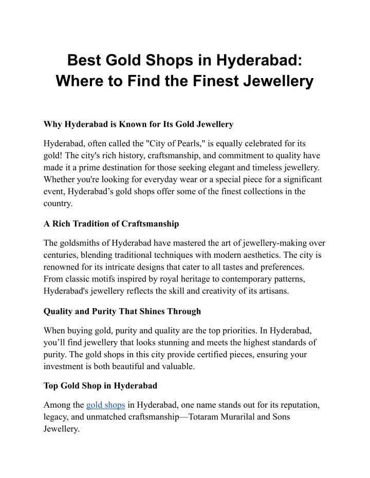 best gold shops in hyderabad where to find n.w