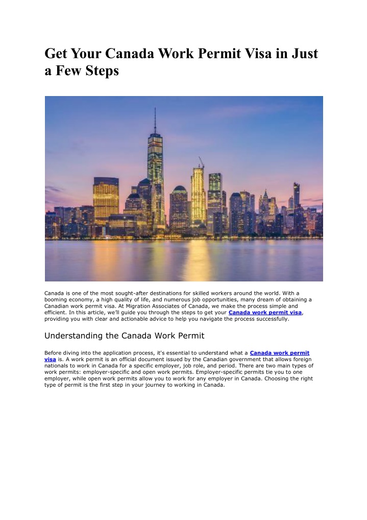 get your canada work permit visa in just n.w