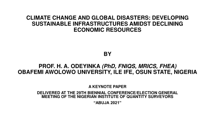 Developing Sustainable Infrastructures Amid Climate Change and Global Disasters