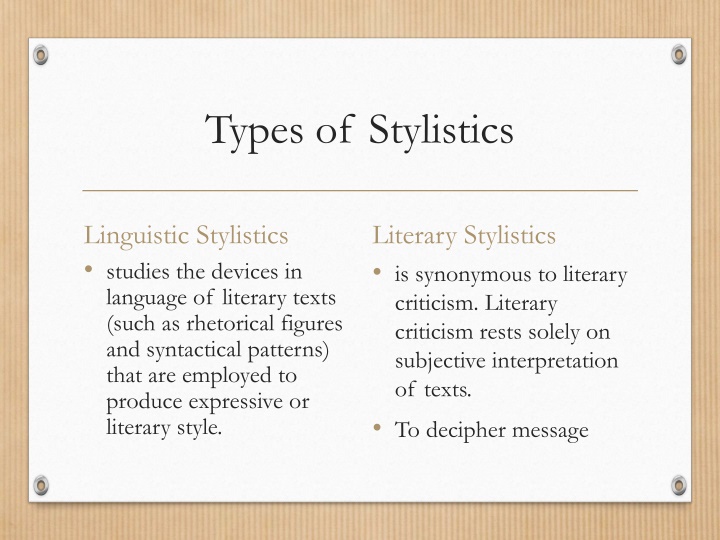 Linguistic and Literary Stylistics