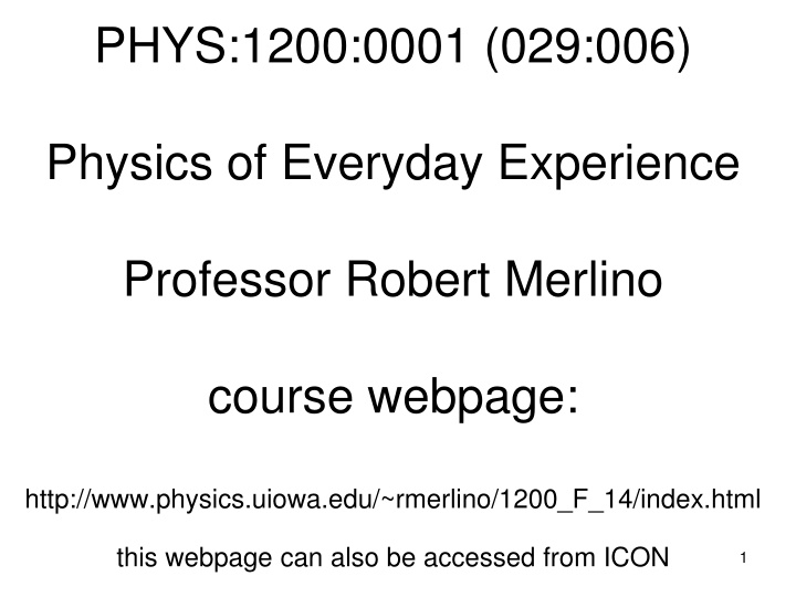 Physics in Everyday Life: Course Overview