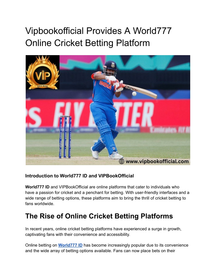 vipbookofficial provides a world777 online n.w