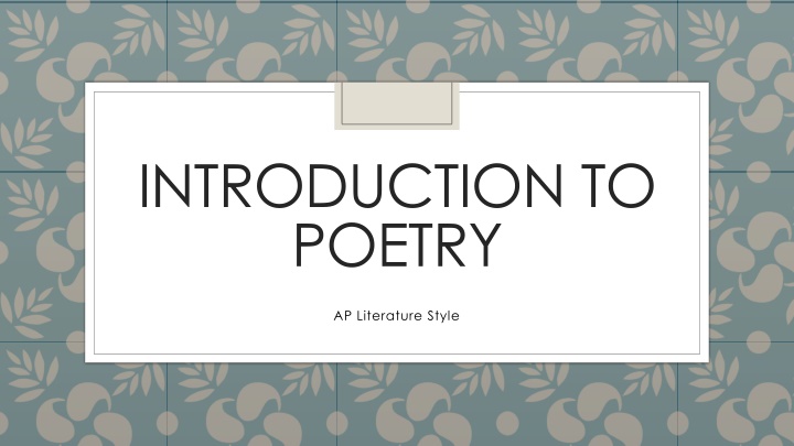 The World of Poetry: AP Literature Style