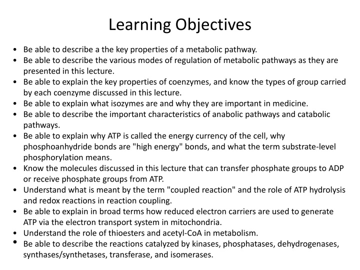 Metabolic Pathways and Regulatory Mechanisms