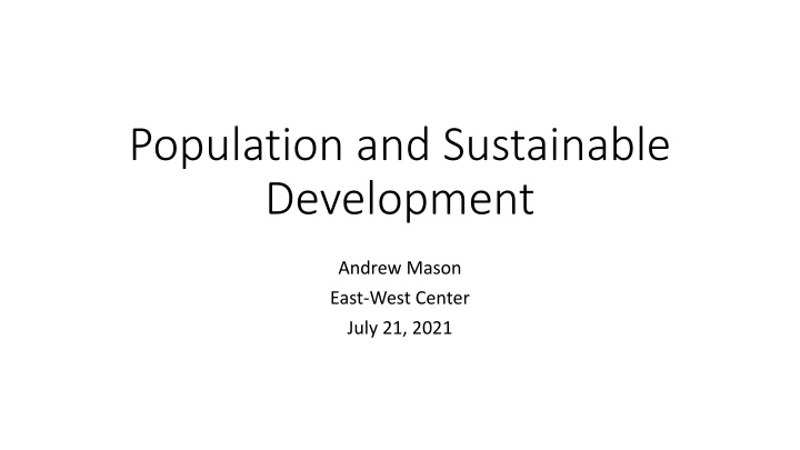 Population and Sustainable Development: A Comprehensive Overview