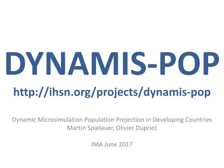 Dynamic Microsimulation Projection Tool for Developing Countries