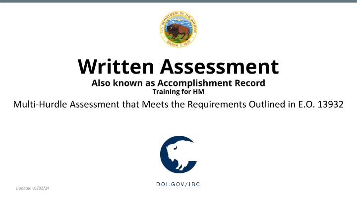 Written Assessment for Accomplishment Record Training