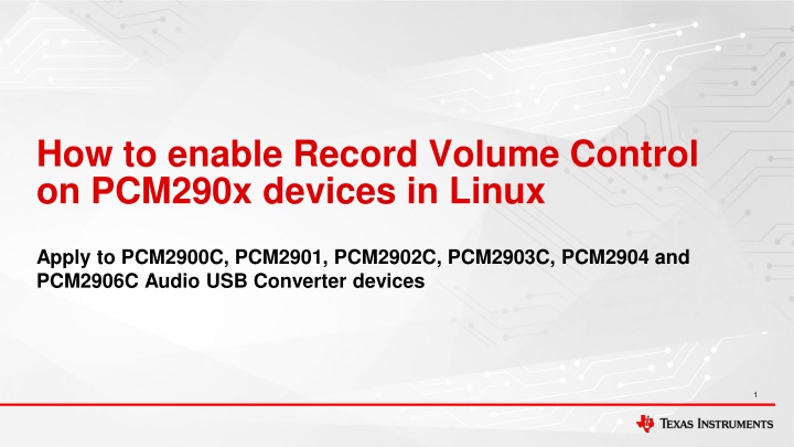 Enabling Record Volume Control on PCM290x Devices in Linux