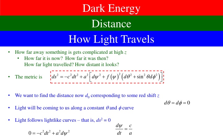 Dark Energy and Luminosity Distance in Cosmology