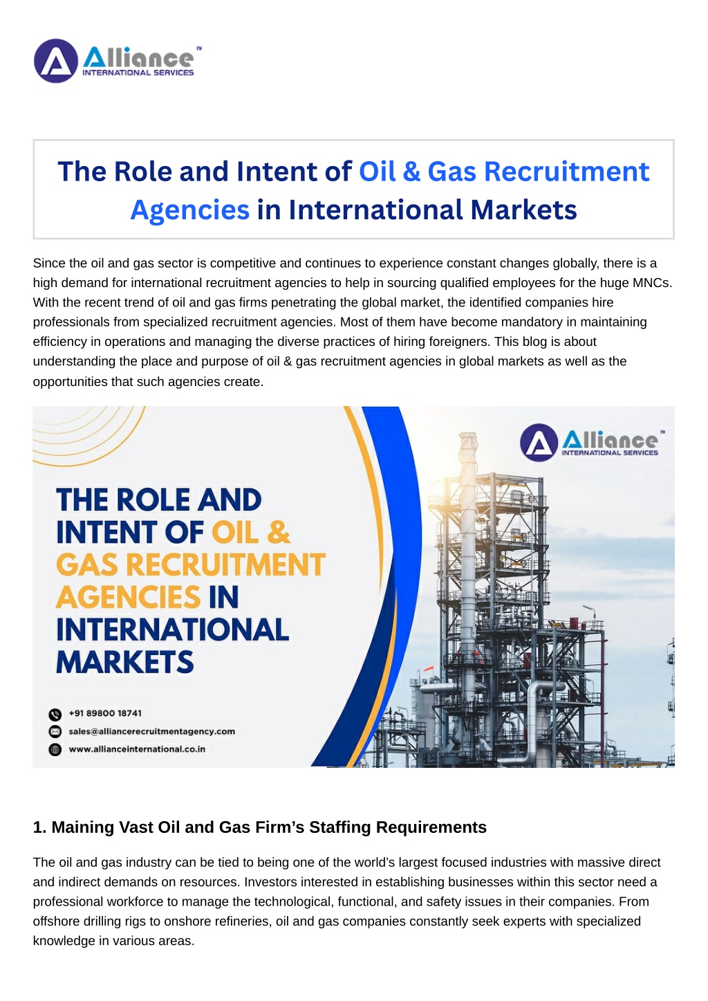 the role and intent of oil gas recruitment l.w