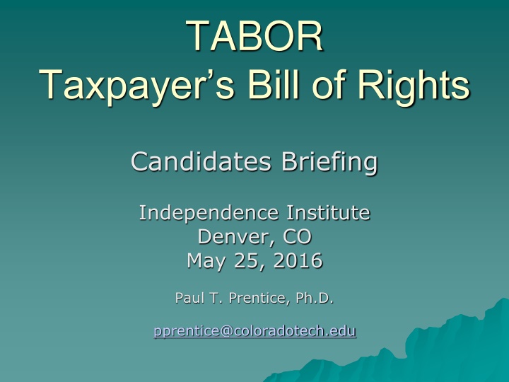 TABOR: Taxpayer's Bill of Rights Overview