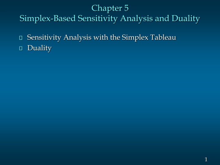 Sensitivity Analysis and Duality in Linear Programming