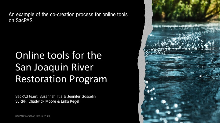 Co-Creation Process for Online Tools in San Joaquin River Restoration Program