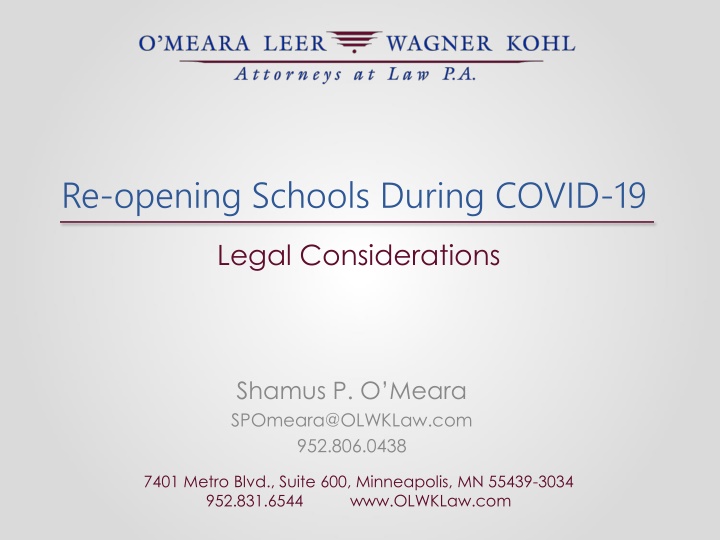 Legal Considerations for Re-opening Schools Amid COVID-19