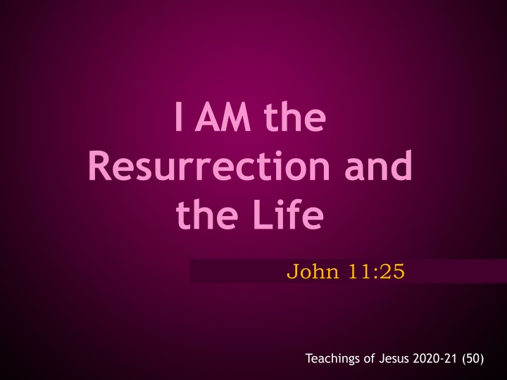 Jesus: The Resurrection and The Life in John 11:25