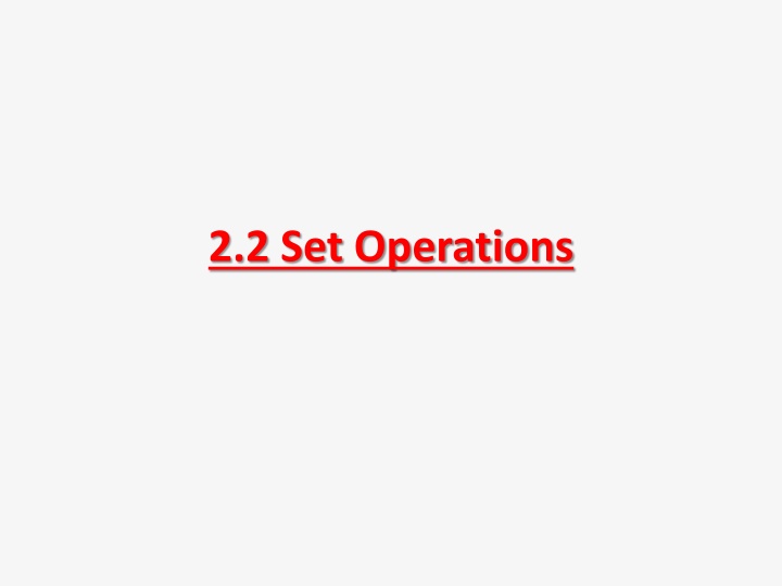 Set Operations