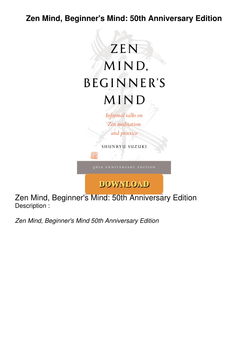 zen mind beginner s mind 50th anniversary edition l.w