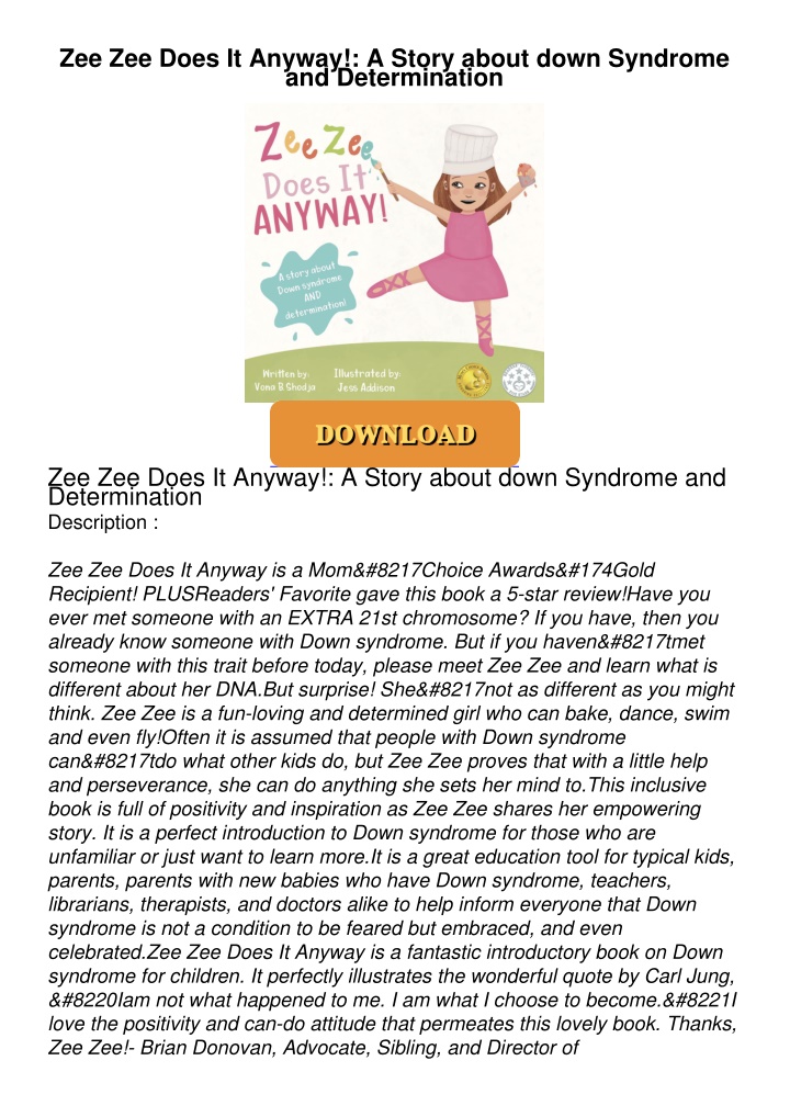 zee zee does it anyway a story about down n.w