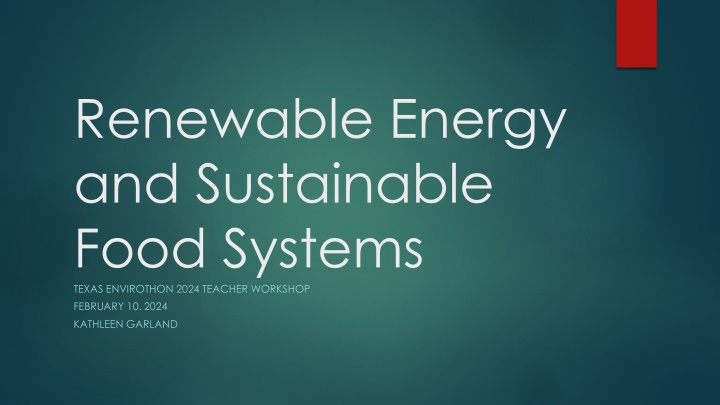Energy Integration in Sustainable Food Systems
