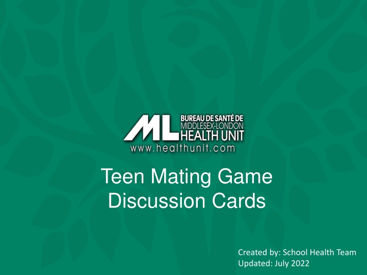 Teen Mating Game Discussion Cards by School Health Team
