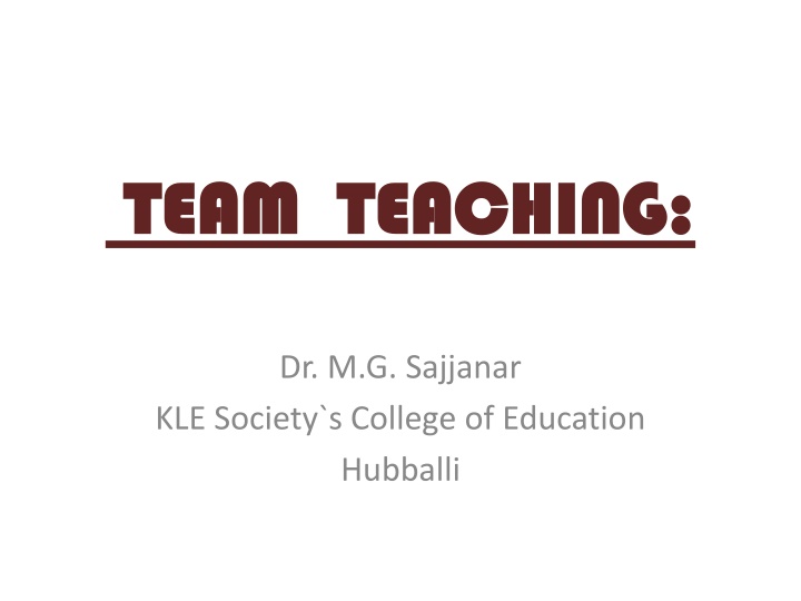 The Concept of Team Teaching in Education