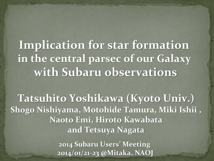 Implications of Star Formation in the Central Parsec of Our Galaxy with Subaru Observations