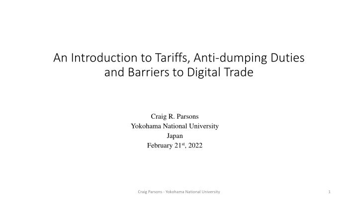 Tariffs, Anti-dumping Duties, and Trade Barriers