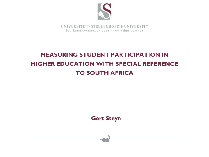Measuring Student Participation in Higher Education in South Africa
