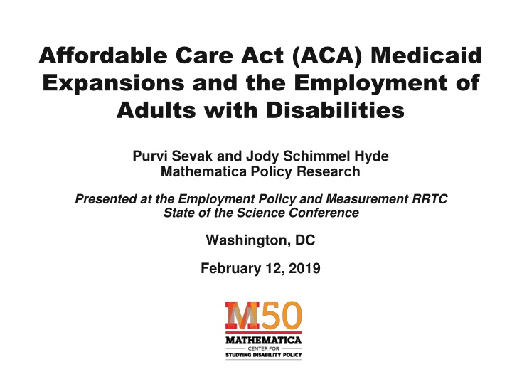 Medicaid Expansion and Employment of Adults with Disabilities