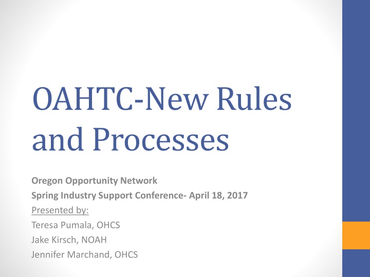 Overview of Oregon Affordable Housing Tax Credit Program