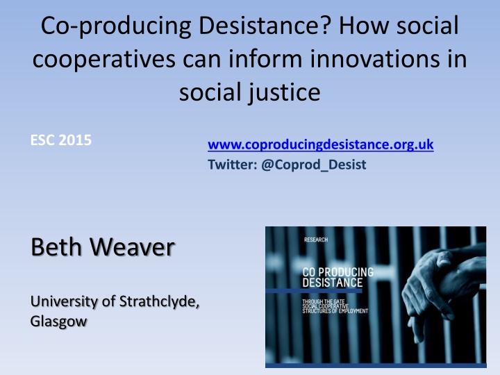 The Role of Social Cooperatives in Desistance and Employment Integration
