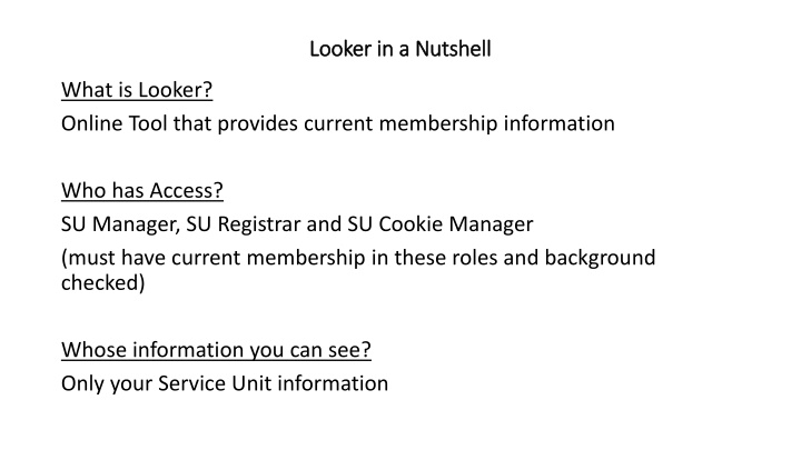 Overview of Looker - Membership Information and Reports