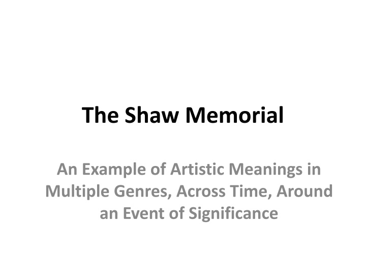 The Shaw Memorial: Artistic Meanings Across Time