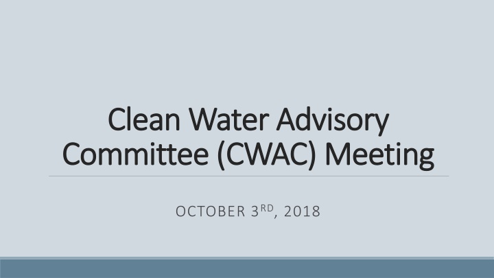 Clean Water Advisory Committee Meeting Agenda