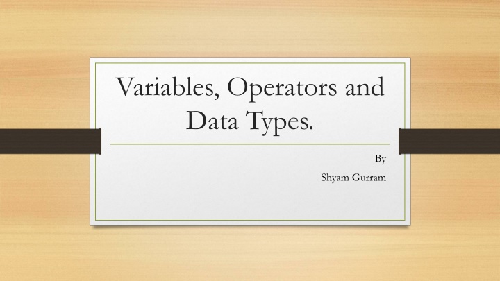 Variables, Operators, and Data Types in PHP