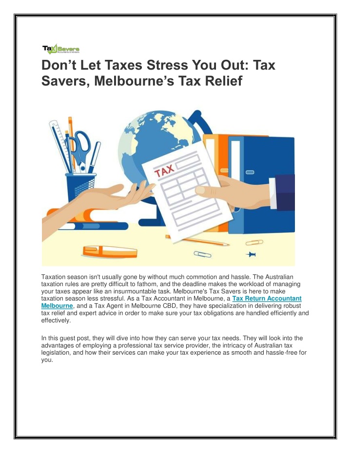 don t let taxes stress you out tax savers n.w