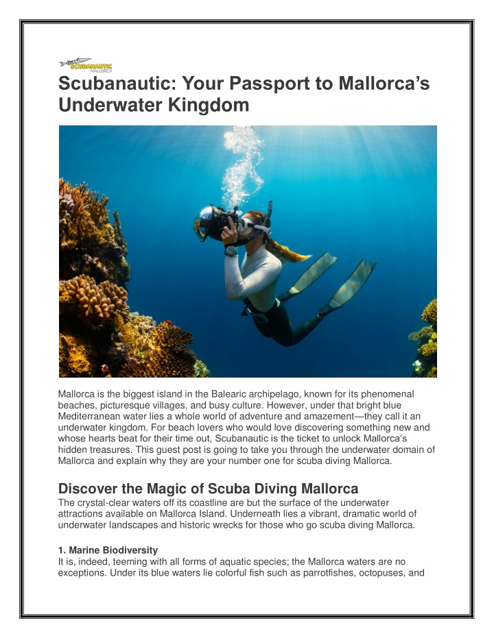 scubanautic your passport to mallorca n.w