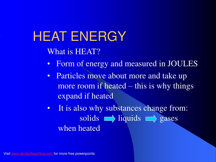Heat Energy Transfer and Conduction in Materials